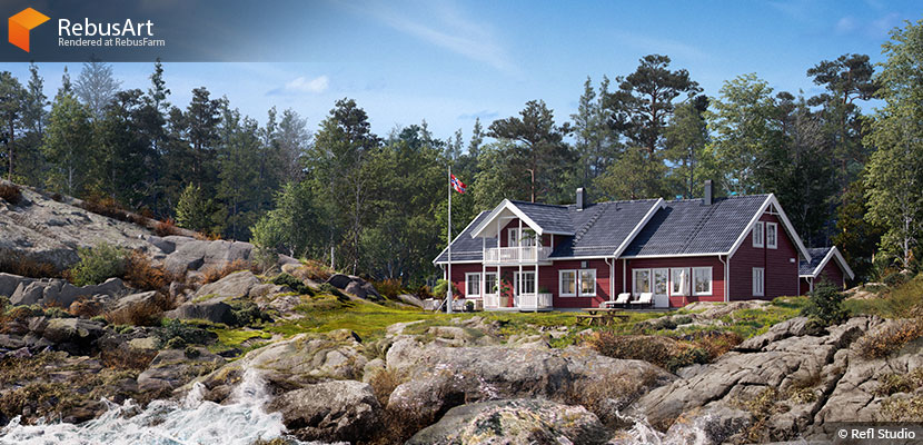 Refl Studio, 'Cabin in the Sea' architectural visualization