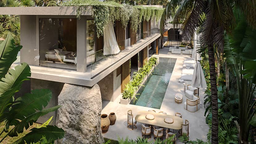 pool with seating area of casa ayahuasca