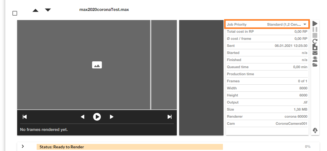 Render Farm ControlCenter - prioridade de trabalho