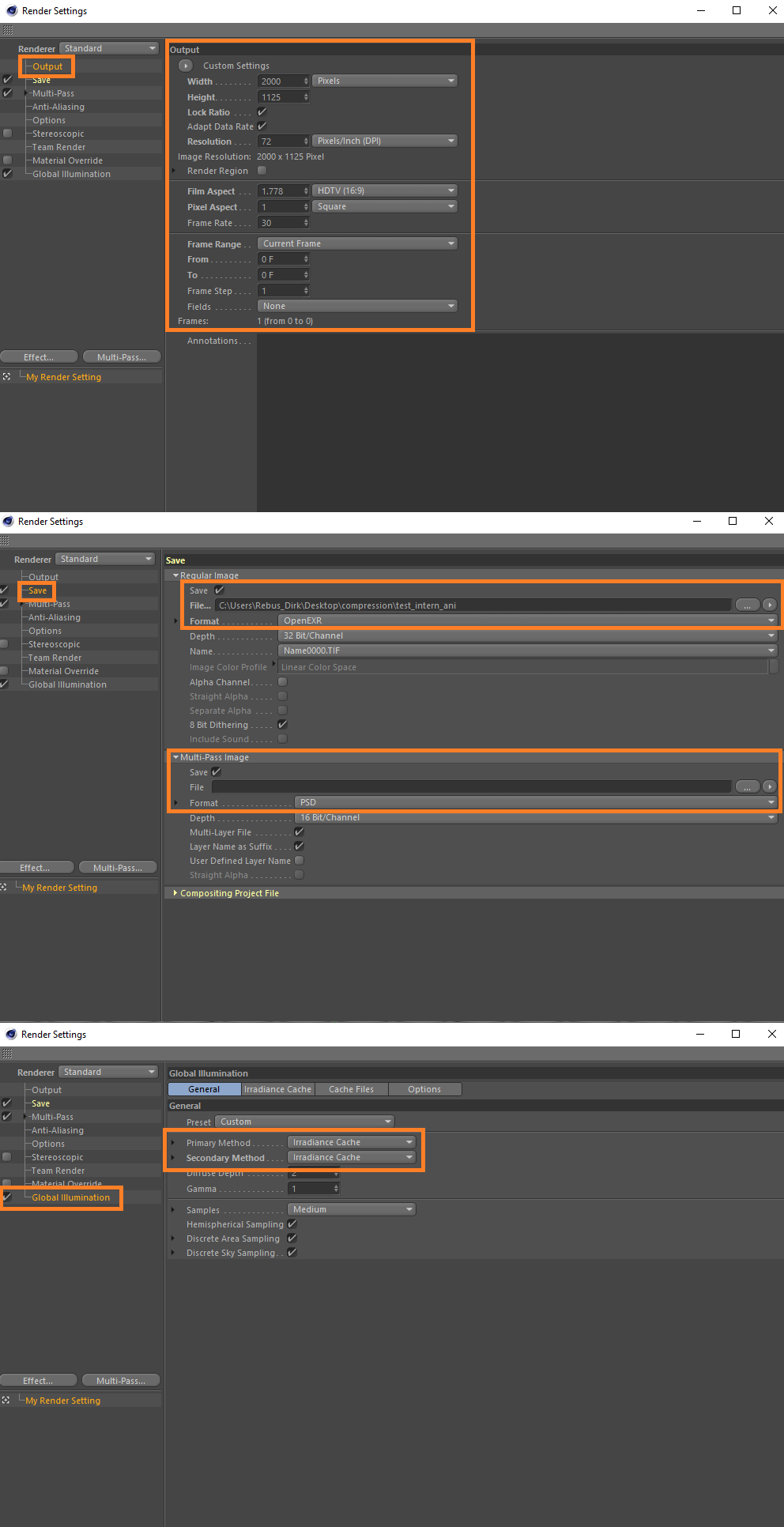 3D Render Setup for Cinema 4D with the Standard Renderer