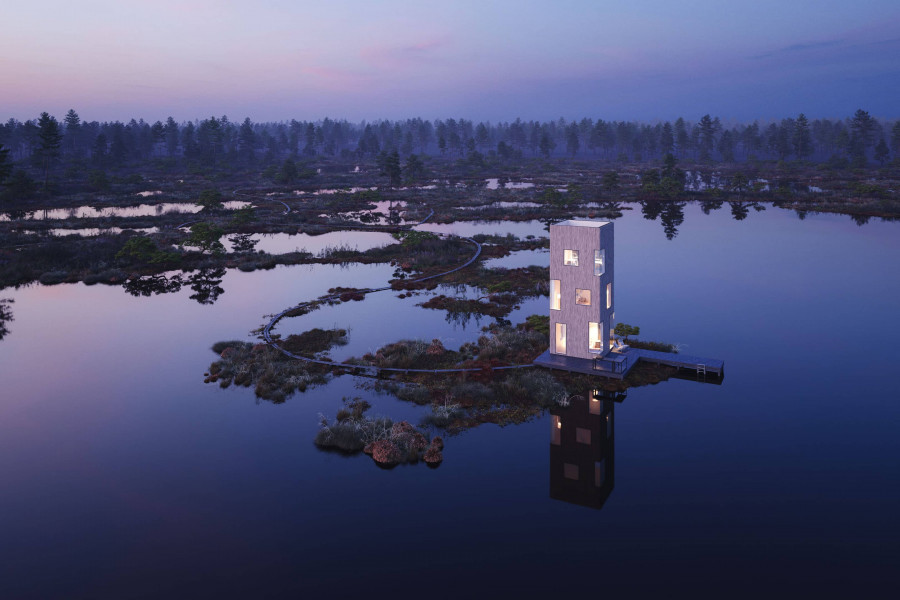 Archviz of house in bog