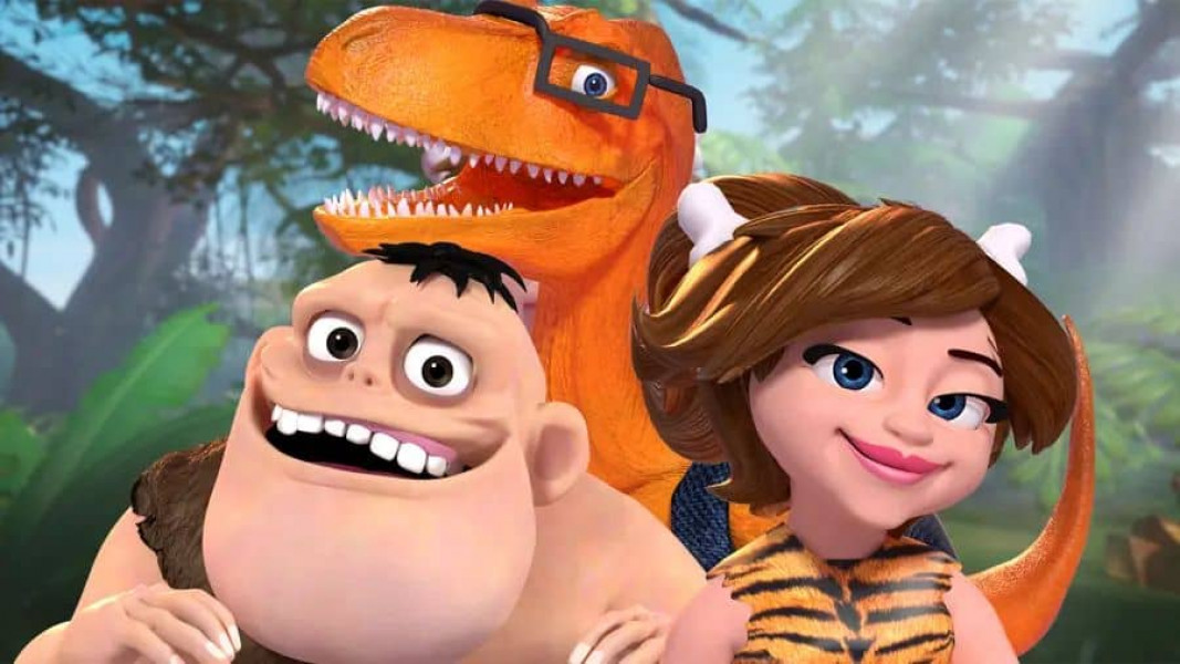 3D Caveman, Cavewoman and Dinosour