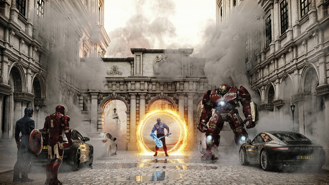 3D Marvel heroes in broken city