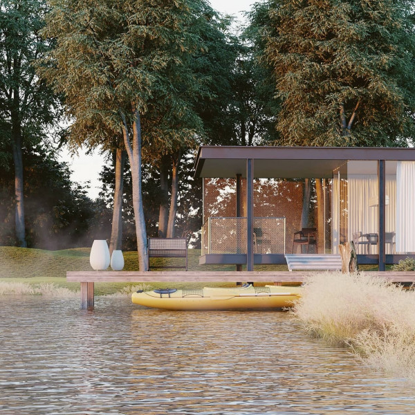 Rendered House by Lake