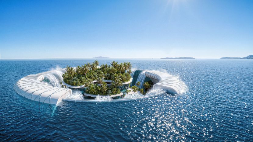 RebusArt featuring Ahmad Eghtesad, 'Baobab Waterfall' Architectural visualization