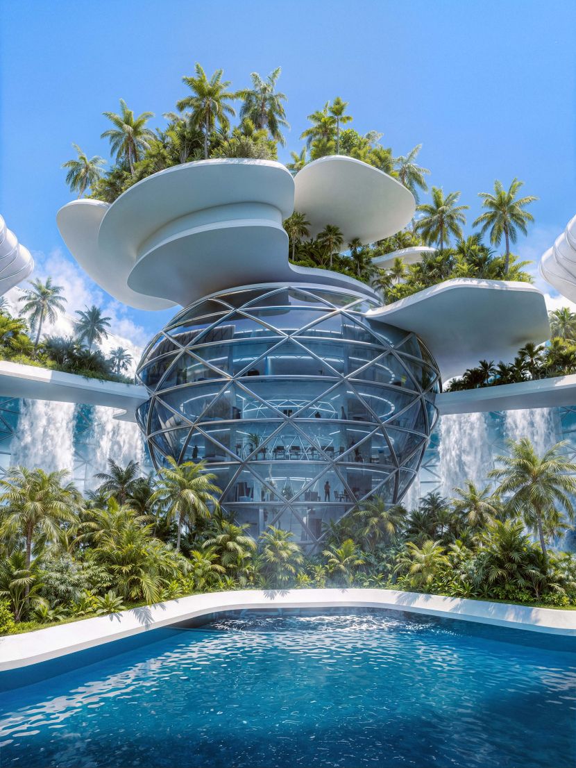 RebusArt featuring Ahmad Eghtesad, 'Baobab Waterfall' Architectural visualization